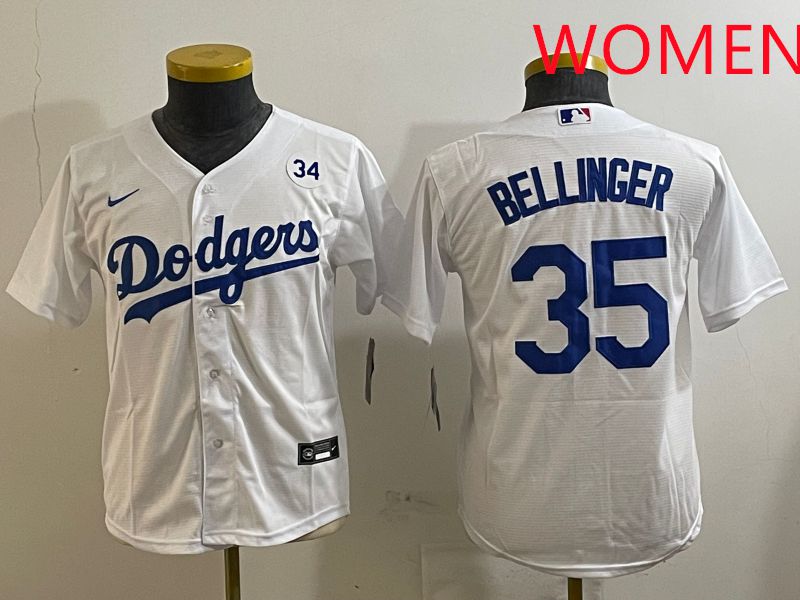 Women Los Angeles Dodgers 35 Bellinger White Game 2025 Nike MLB Jersey style 10